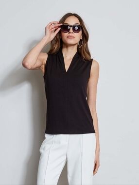 T-Tahari Sleeveless Pleated Knit Top Medium NWT